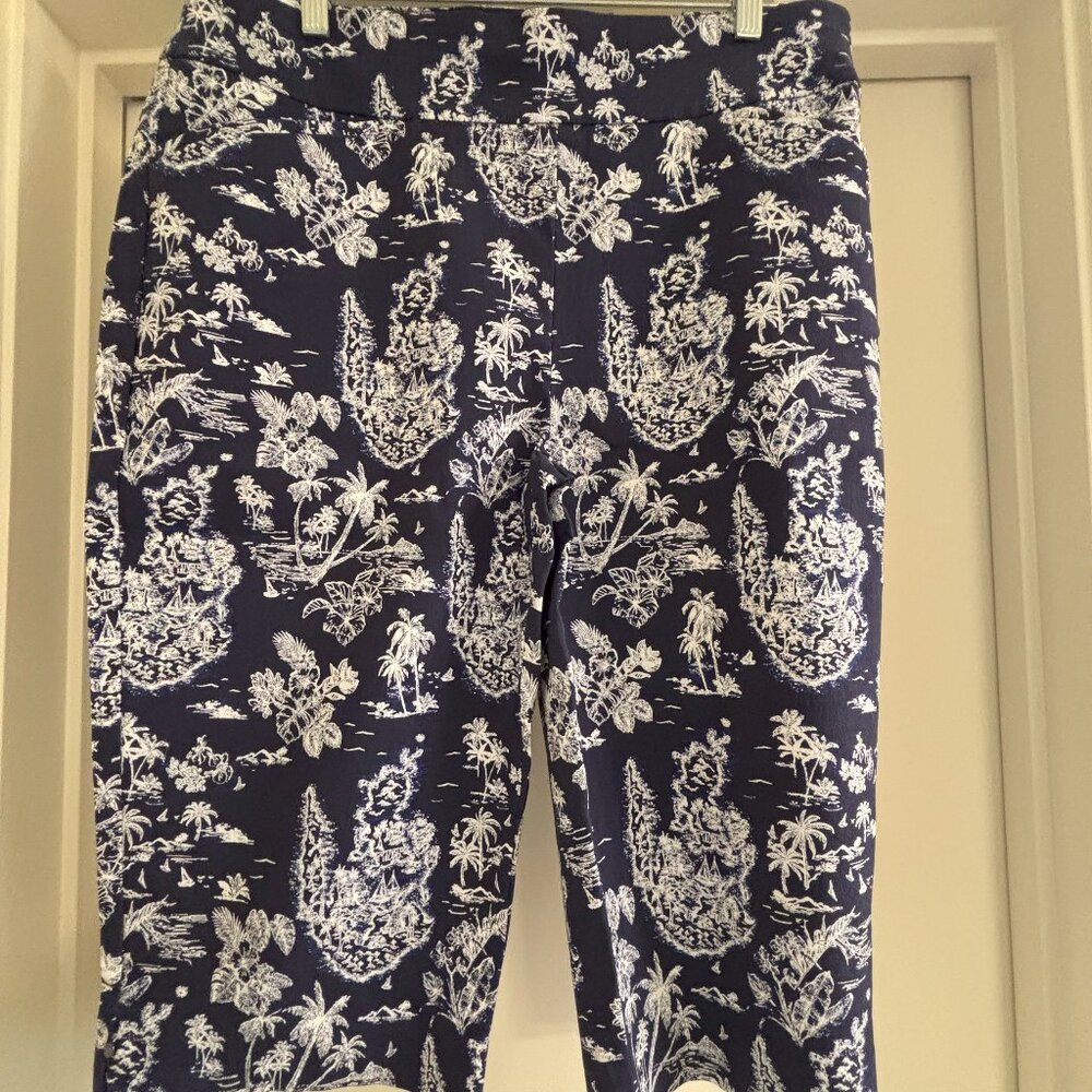 Chico's Perfect Stretch Josie Slim Pedal, Sz 2.5/14. Navy and White. NWT